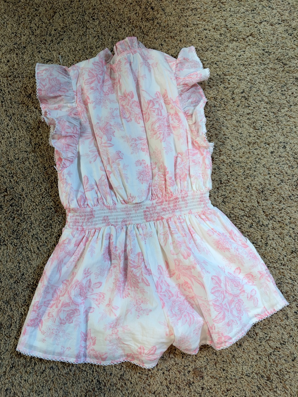 5T Janie and Jack Girls Pink and White French Romper